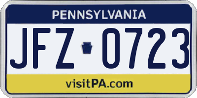 PA license plate JFZ0723
