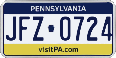 PA license plate JFZ0724