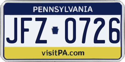 PA license plate JFZ0726