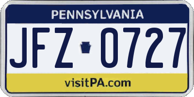 PA license plate JFZ0727