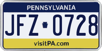PA license plate JFZ0728