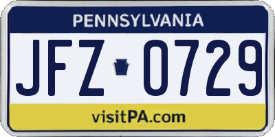 PA license plate JFZ0729