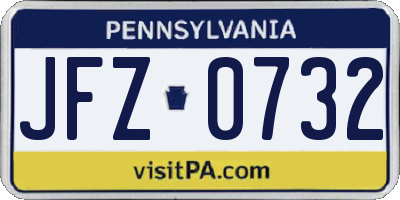 PA license plate JFZ0732