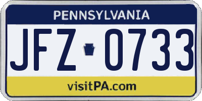 PA license plate JFZ0733