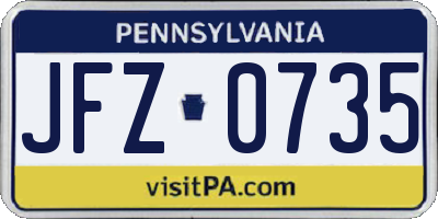 PA license plate JFZ0735