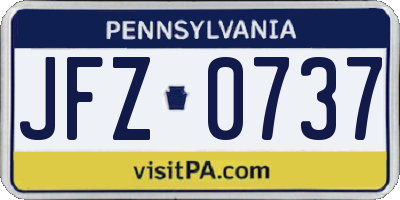 PA license plate JFZ0737
