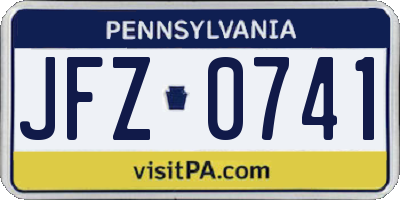 PA license plate JFZ0741