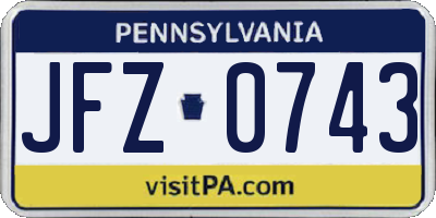 PA license plate JFZ0743