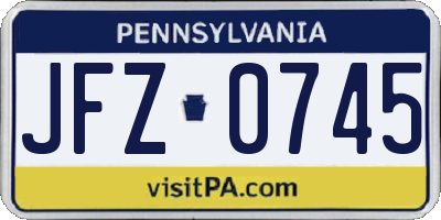 PA license plate JFZ0745