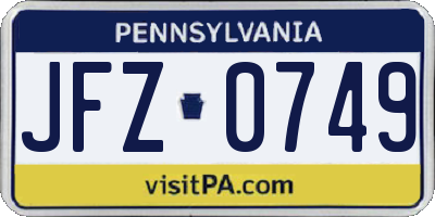 PA license plate JFZ0749
