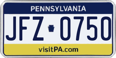 PA license plate JFZ0750