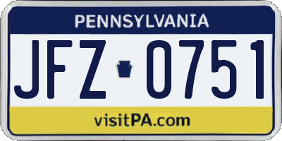 PA license plate JFZ0751