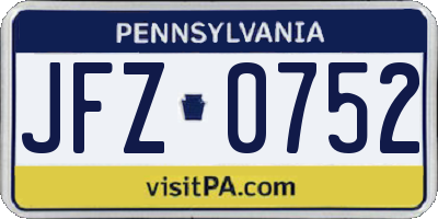 PA license plate JFZ0752