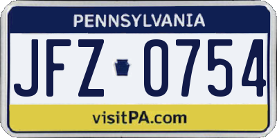 PA license plate JFZ0754