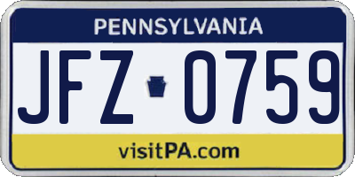 PA license plate JFZ0759