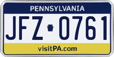 PA license plate JFZ0761