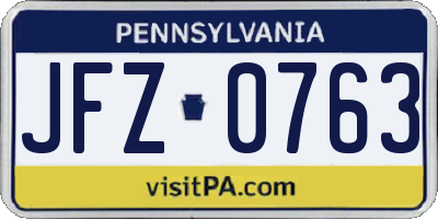 PA license plate JFZ0763