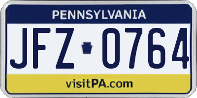 PA license plate JFZ0764