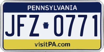 PA license plate JFZ0771