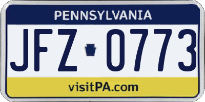 PA license plate JFZ0773