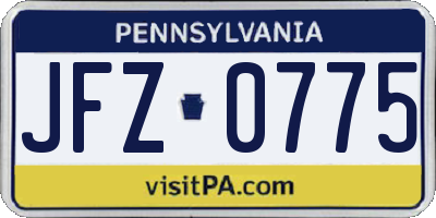 PA license plate JFZ0775