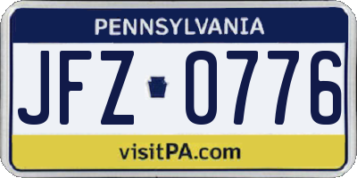 PA license plate JFZ0776