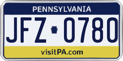 PA license plate JFZ0780