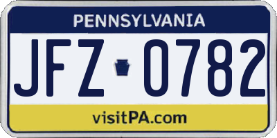 PA license plate JFZ0782