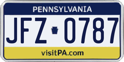 PA license plate JFZ0787