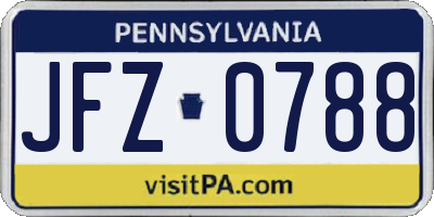 PA license plate JFZ0788