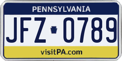 PA license plate JFZ0789