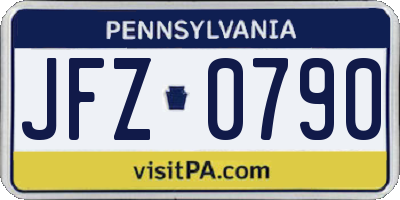 PA license plate JFZ0790