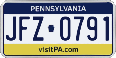PA license plate JFZ0791