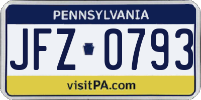 PA license plate JFZ0793