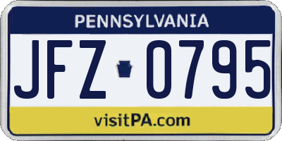 PA license plate JFZ0795