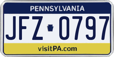 PA license plate JFZ0797