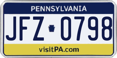 PA license plate JFZ0798
