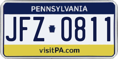 PA license plate JFZ0811
