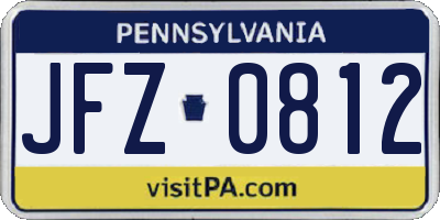 PA license plate JFZ0812