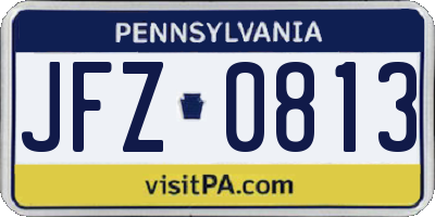 PA license plate JFZ0813