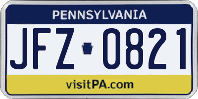 PA license plate JFZ0821