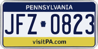 PA license plate JFZ0823