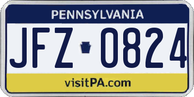 PA license plate JFZ0824