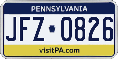 PA license plate JFZ0826
