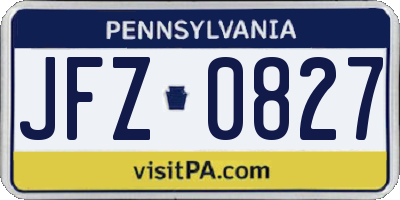 PA license plate JFZ0827