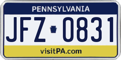 PA license plate JFZ0831