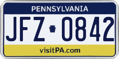 PA license plate JFZ0842