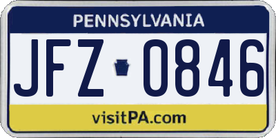 PA license plate JFZ0846