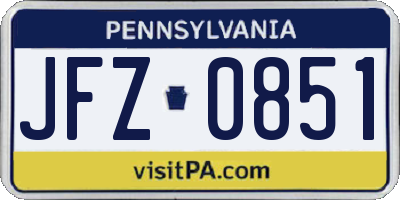PA license plate JFZ0851