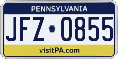 PA license plate JFZ0855